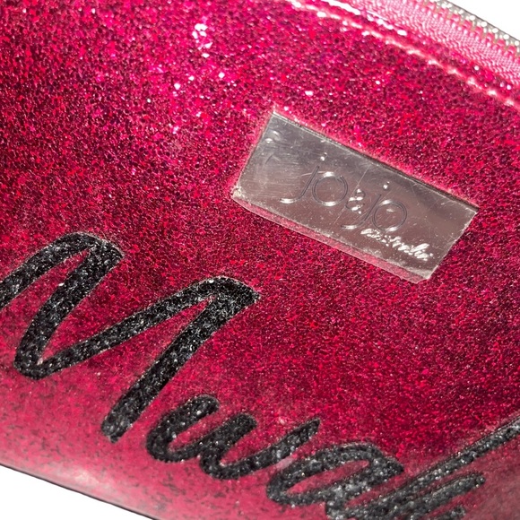Hot Pink “Mwah” Glitter Cosmetic Bag Jo & Jo Australia NEW - Picture 2 of 5